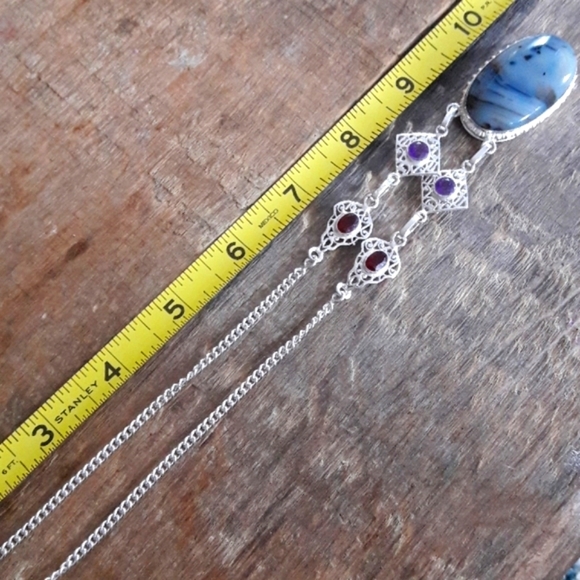 Sterling Silver Agate Necklace - Picture 5 of 8